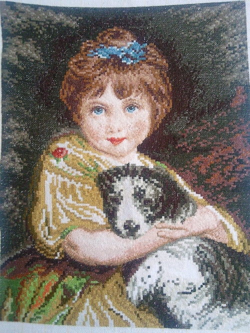 Cross-stitch Child with dog