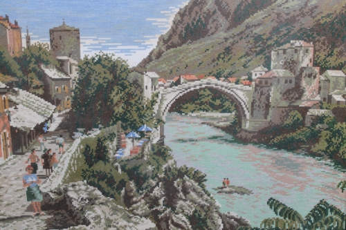Cross-stitch Mosta Mostar /bridge Mostar tapestry/