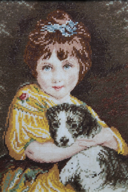 Cross-stitch Girl with the dog