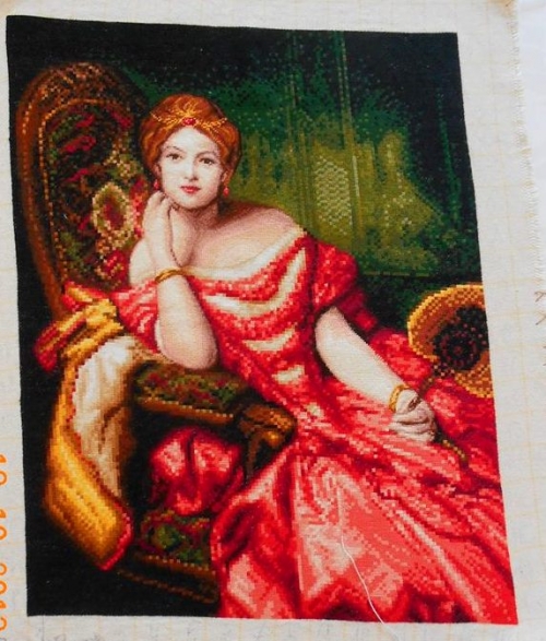 Cross-stitch The lady in red