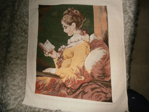 Cross-stitch Girl with book