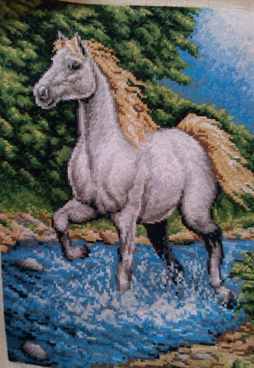 Cross-stitch White horse