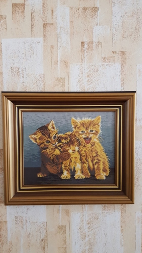 Cross-stitch three kittens