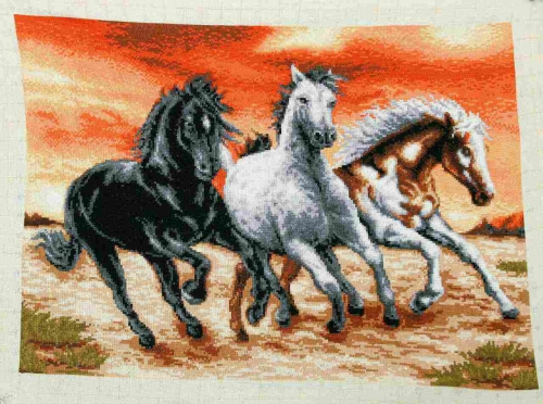 Cross-stitch Prairie horses