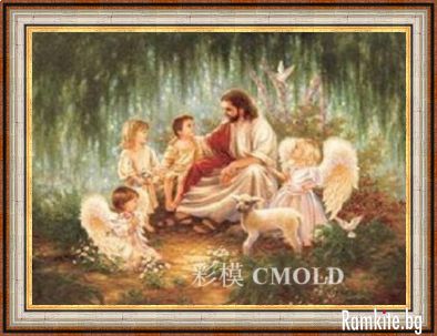 Cross-stitch Jesus and the children