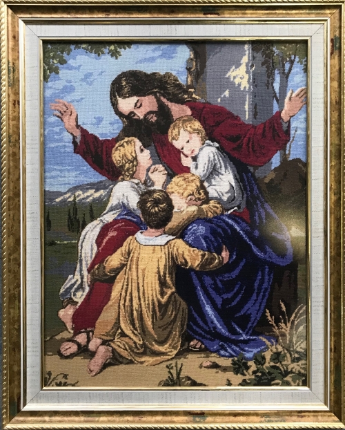 Cross-stitch Jesus And The Children
