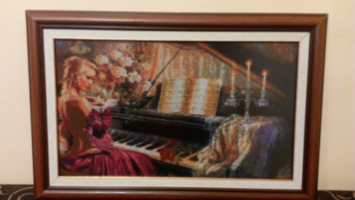 Cross-stitch Beauty and piano