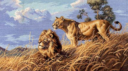 Cross-stitch African Lions