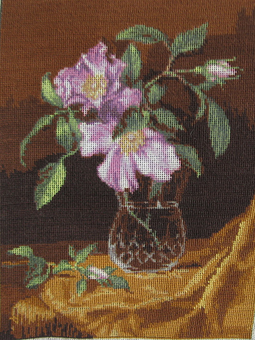 Cross-stitch Still Nature with Wild Roses by M.Heade