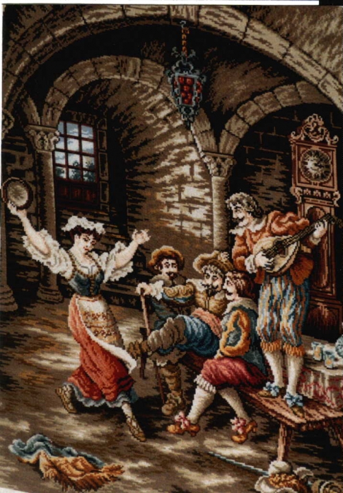 Cross-stitch tapestry Merry Musicians