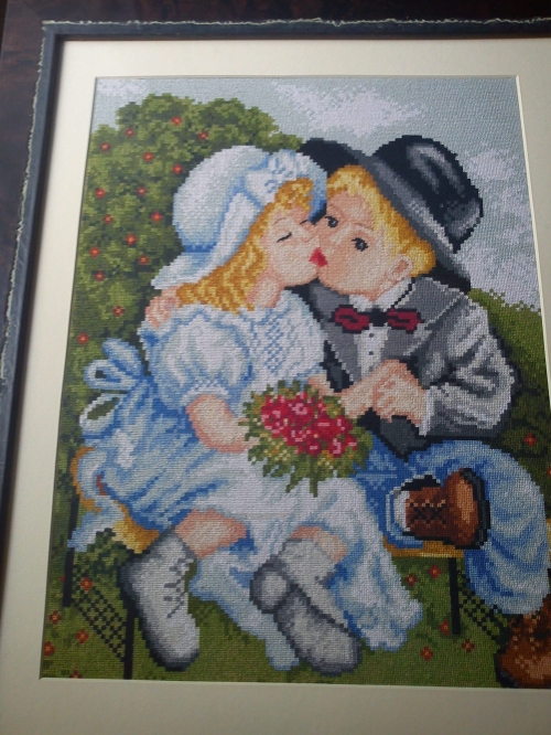 Cross-stitch First Kiss