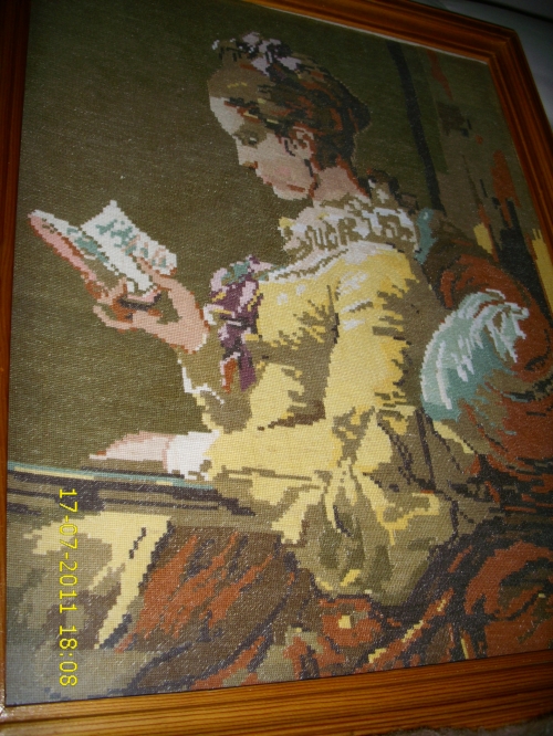 Cross-stitch Girl with a book