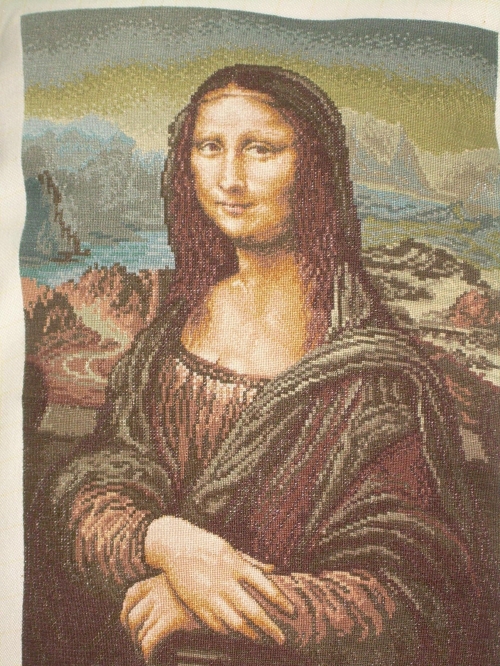 Cross-stitch Mona  Lisa  [La  Gioconda]  nah  Leonardo  da  Vinci   
