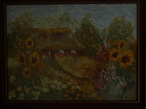 Cross-stitch Sunflower house