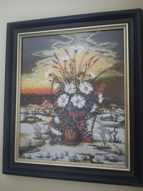 Cross-stitch Flower Landscape