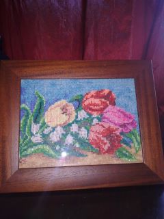 Cross-stitch Flowers whit beads