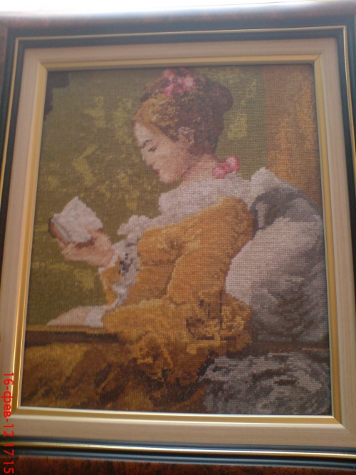 Cross-stitch Girl with book 