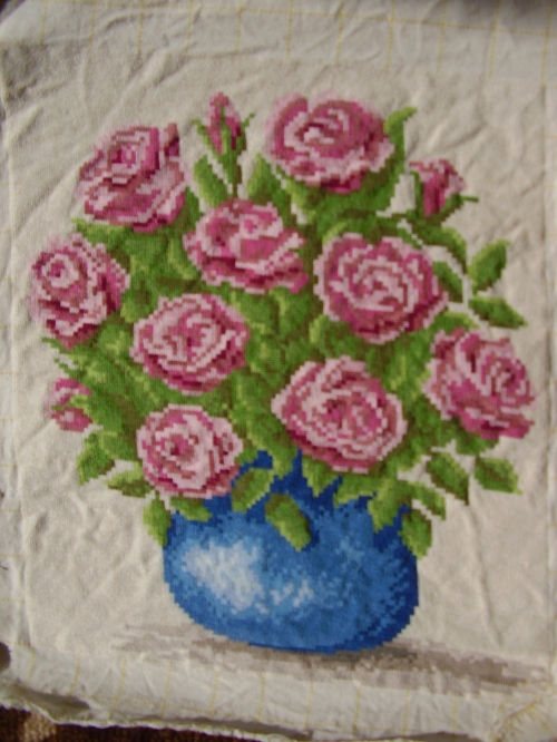 Roses in blue vase