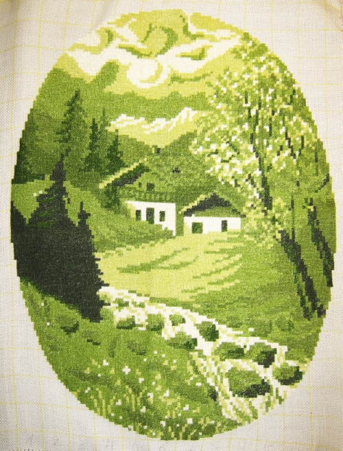 Cross-stitch Spring on the Maountainside