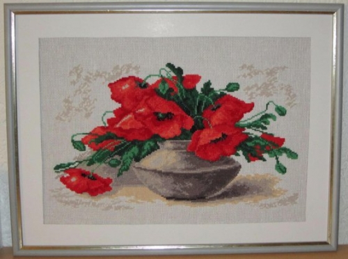 Cross-stitch Poppies Flowers 