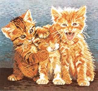 Cross-stitch Cat trio