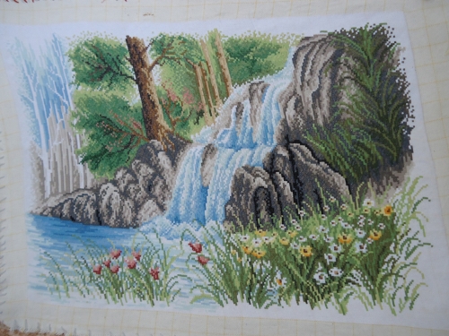 Cross-stitch waterfall
