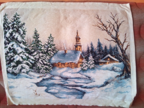 Cross-stitch winter Landscape