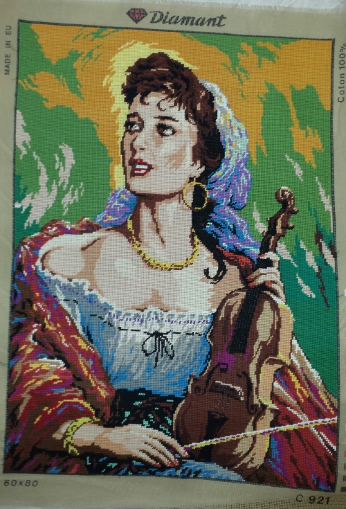 Cross-stitch Gipsy girl with violin