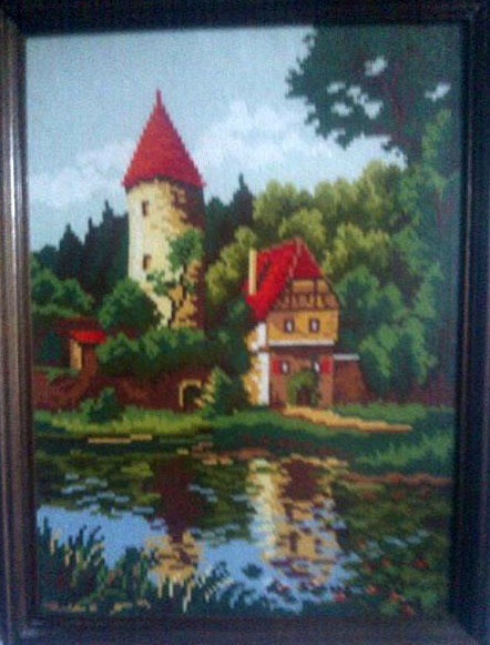 Cross-stitch Forest castle