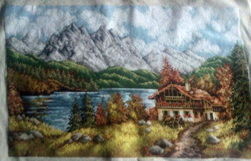 Cross-stitch Mountain lake
