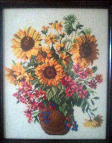 Cross-stitch Bouquet of sunflowers