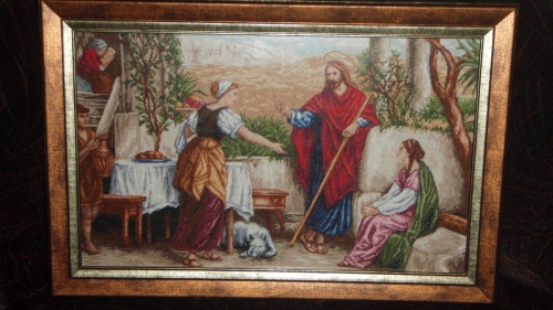 Cross-stitch Isus, Marta and Maria