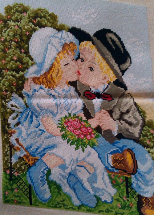 Cross-stitch First Kiss