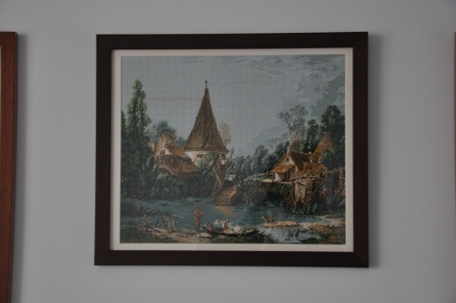 Cross-stitch Landscape with mill