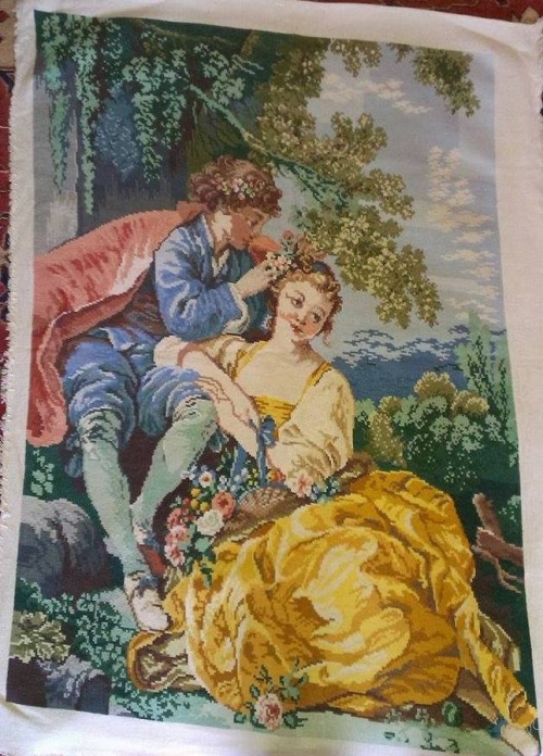 Cross-stitch Young Couple in Spring     -       Francois Boucher