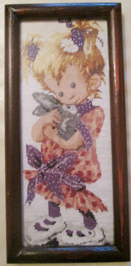 Cross-stitch Girl and rabbit