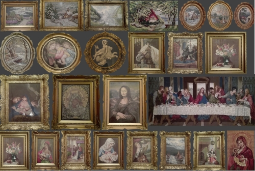 Collection of 25 hand-sewn tapestries Villers