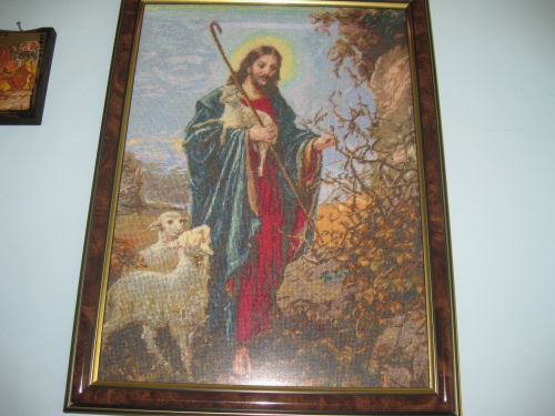 Cross-stitch Isus Hristos s agnеta