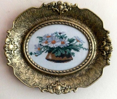 Gobelin Daisy Flowers/ Original Wiehler Gobelin/Tapestry