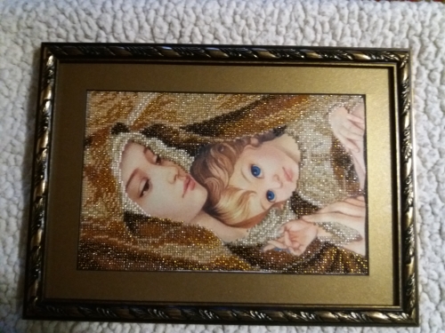 Гоблен Мадона с младенеца-кафява