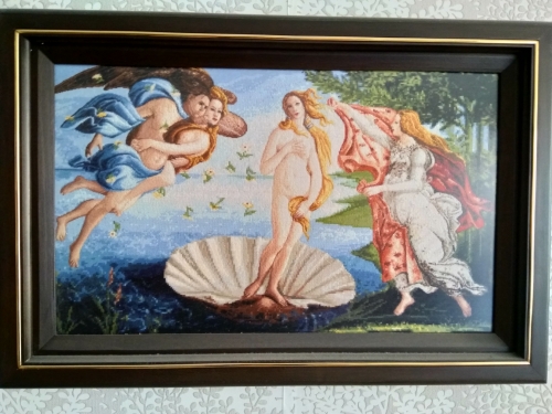 Cross-stitch 3.	The birth of Venus from the sea waves (with petit-po