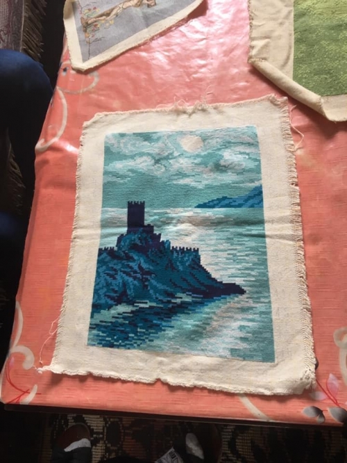 Cross-stitch Castle in the sea