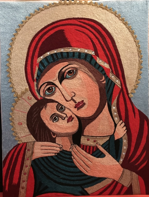 Cross-stitch Light Mother of God with Baby