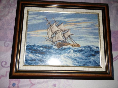 Cross-stitch  Ship on the sea