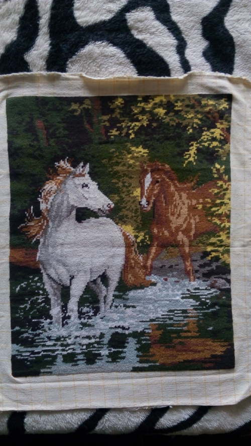 Cross-stitch Horses in the river