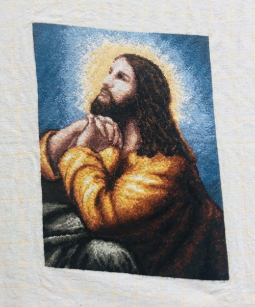 Cross-stitch Praying Jesus
