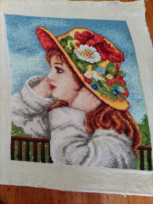 Cross-stitch Girl with a hat