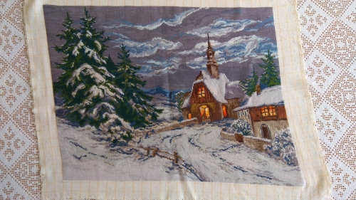 Cross-stitch Winter whit chapel