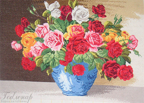 Cross-stitch Vaza s rozi